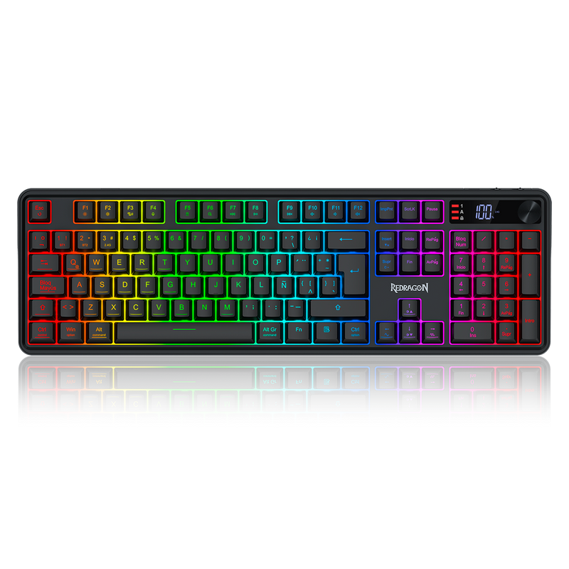 TECLADO VOLCANO K526 PRO BLACK INALÁMBRICO ESPAÑOL REDRAGON