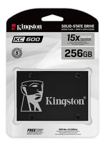 UNIDAD EN ESTADO SOLIDO KINGSTON KC600, 256GB, SATA 6.0 GBPS, 2.5", 7MM. VELOCIDAD DE ESCRITURA 500 MB/S, VELOCIDAD DE LECTURA 550MB/S, CONTROLADOR 3D TLC NAND FLASH. KINGSTON
