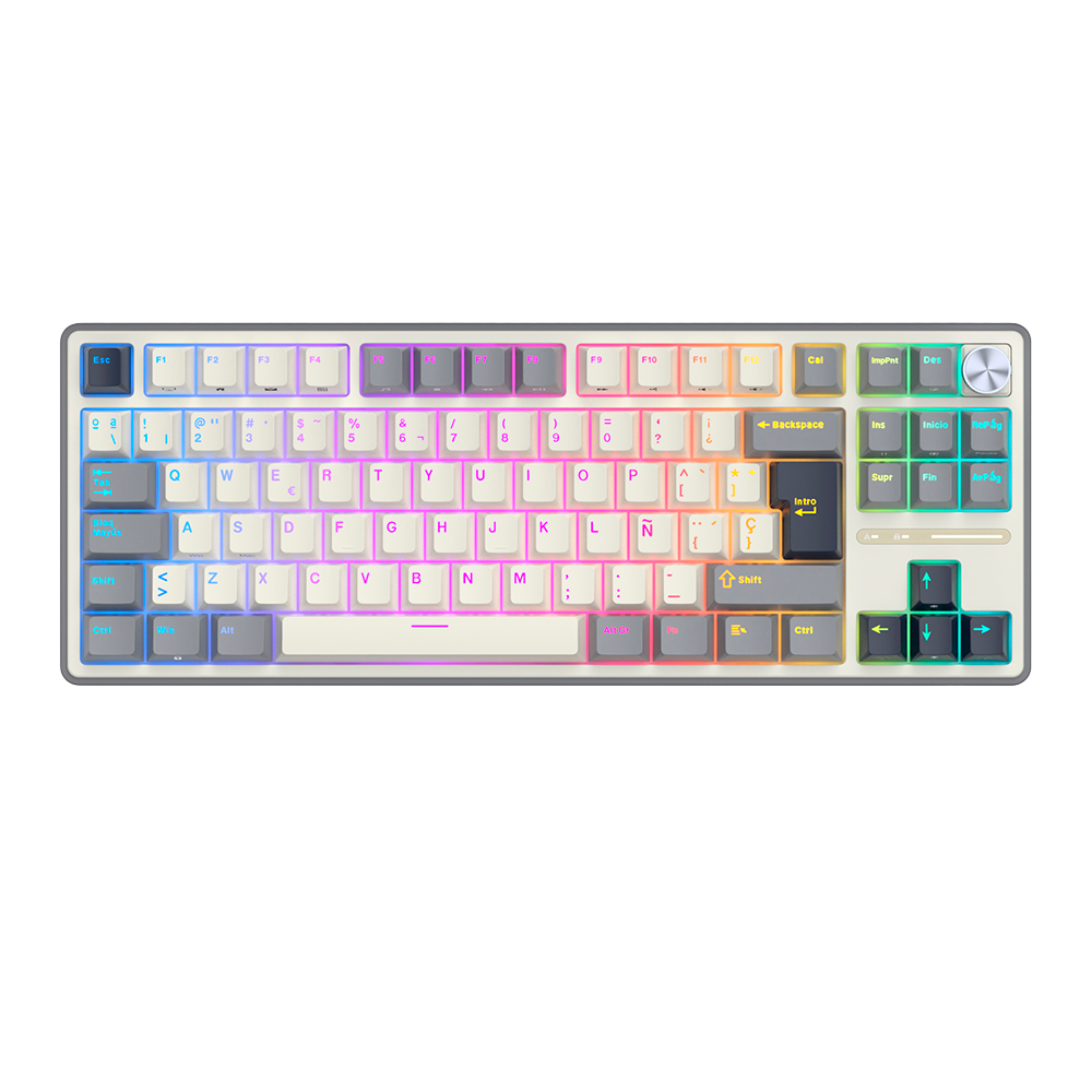 TECLADO ROYAL KLUDGE RK-R87PRO TKL CABLEADO HALF GREY - CREAMY SWITCH ROYAL KLUDGE