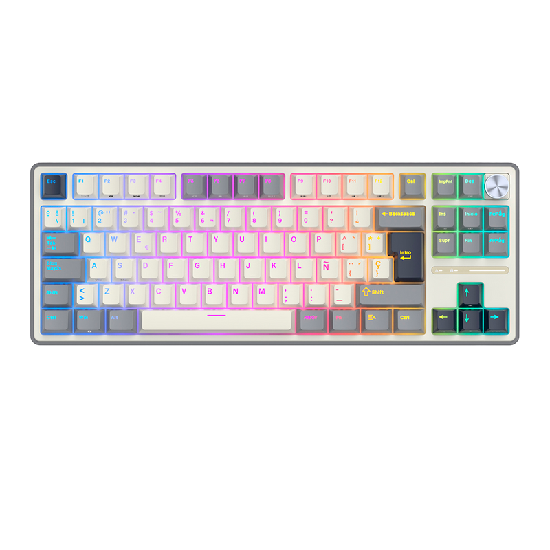 TECLADO ROYAL KLUDGE RK-R87PRO TKL CABLEADO HALF GREY - CREAMY SWITCH ROYAL KLUDGE