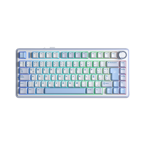 TECLADO F75 RGB INALAMBRICO ESPAÑOL WHITE/CYAN - REAPER SWITCH AULA