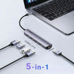 ADAPTADOR HUB UGREEN 5 EN 1 / CM417 /USB-C A 4 PUERTOS USB 3.0 + HDMI 4K