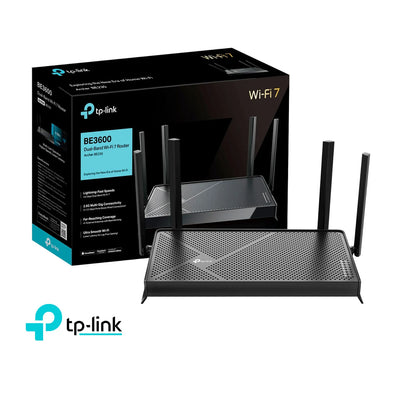 ARCHER BE230 TP-LINK ROUTER WI-FI 7 / BE3600 DUAL BAND / 5 GHZ: 2880 MBPS 2.4 GHZ: 574 MBPS / PUERTOS: 1×2.5G, 3×GIGABIT / MLO, 4K-QAM / HOMESHIELD / APP TETHER TP LINK