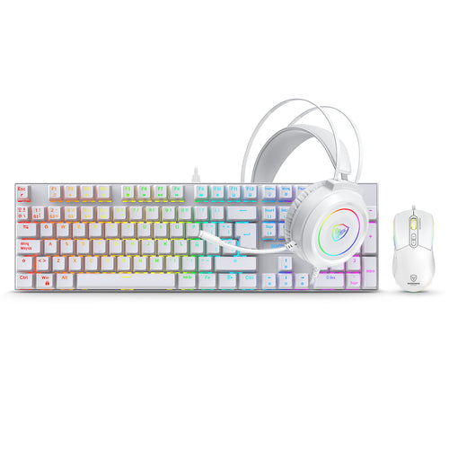KIT GAMER MIRAGE WHITE MIC GTX2003-3W TECLADO + MOUSE + AURICULAR MICRONICS