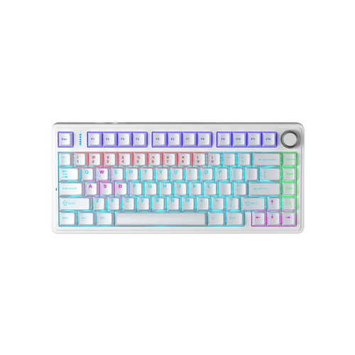 TECLADO F75 RAINBOW CABLEADO INGLÉS WHITE - BLUE SWITCH