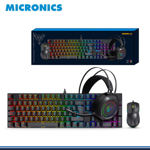 KIT GAMER MIRAGE BLACK MIC GTX2003-3K TECLADO + MOUSE + AURICULAR MICRONICS