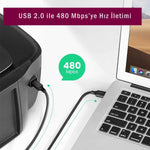 US135 - CABLE PARA IMPRESIÓN USB 2.0 AM A BM - 2 MTS - NEGRO