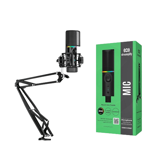 MICRÓFONO MIC-48-RGB-MA-BK SOPORTE DE BRAZO STREAMPLIFY