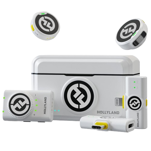 HOLLYLAND LARK M2 - MICRÓFONO INALÁMBRICO BLANCO LAVALIER PARA IPHONE/ANDROID/CÁMARA/PC/PORTÁTIL CON LIGHTNING/USB-C/PLUG, 48 KHZ 24 BITS, RANGO DE 1000 PIES, CANCELACIÓN DE RUIDO, BATERÍA DE 30 HORAS PARA HOLLYLAND