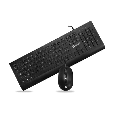 KIT TECLADO Y MOUSE TE-5010CS, USB, 1000-2000 DPI, 4 BOTONES, 105, TECLA FN, NEGRO TEROS