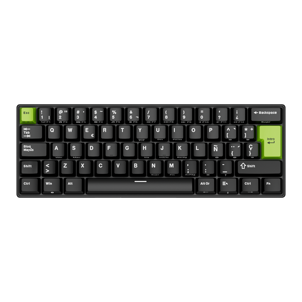 TECLADO RK C61 CABLEADO ESPAÑOL BLACK GREEN - MINT MAGNETIC SWITCH ROYAL KLUDGE