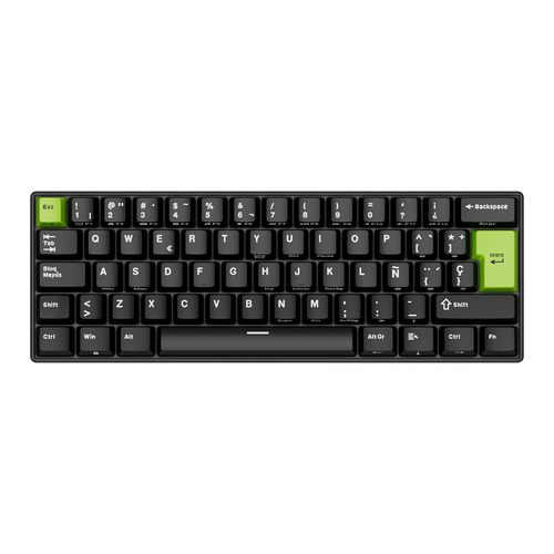 TECLADO RK C61 CABLEADO ESPAÑOL BLACK GREEN - MINT MAGNETIC SWITCH ROYAL KLUDGE