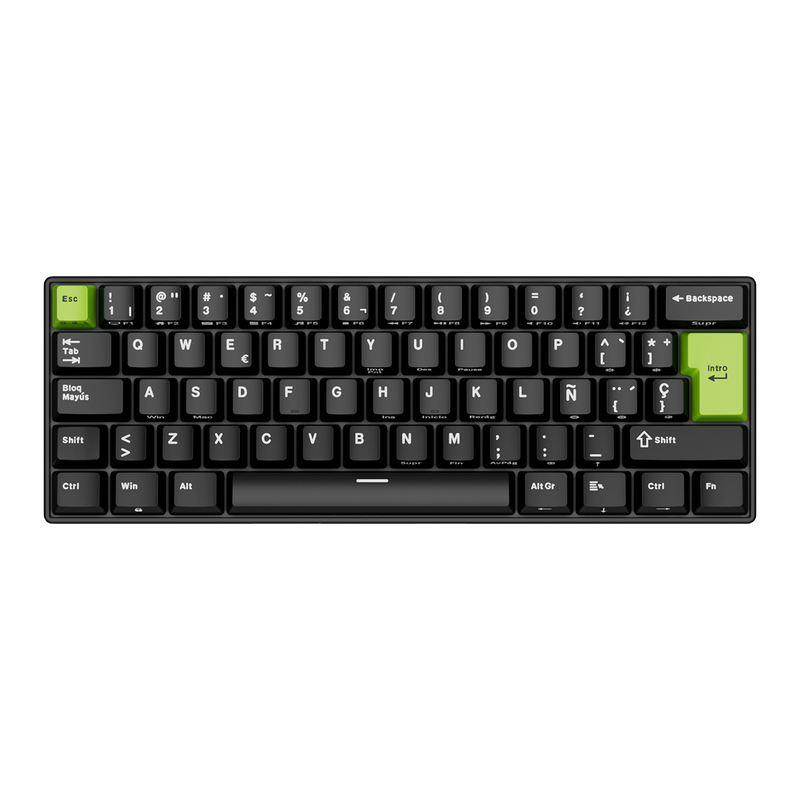 TECLADO RK C61 CABLEADO ESPAÑOL BLACK GREEN - MINT MAGNETIC SWITCH ROYAL KLUDGE