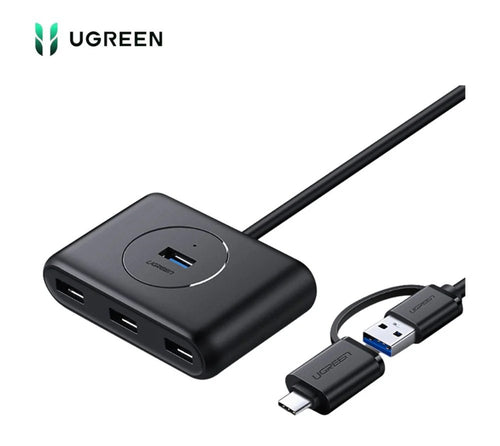HUB UGREEN  /4 PUERTOS/ USB A 3.0/ CON USB-C ADAPTADOR/ CR113 UGREEN