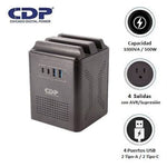 ESTABILIZADOR RUAVR1004I 1000VA/500W 4 SALIDAS/2 USB-A/2 USB-C CDP