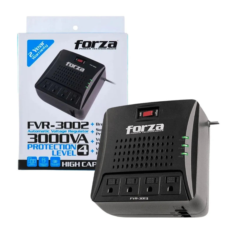 Estabilizador Forza 3000VA(1500w) FVR-3002 4 tomas 220v FORZA