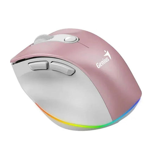 MOUSE GENIUS ERGO 9000S PRO PINK RECARGABLE DUAL WIRELESS/BT 6-BOT SILENT RGB PINK 939888282