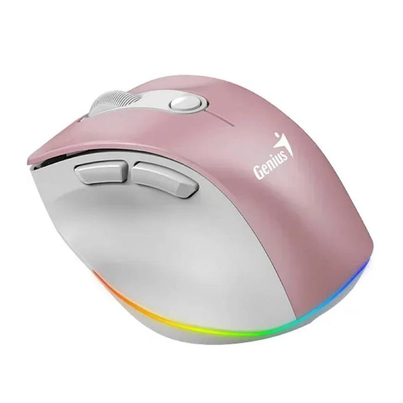 MOUSE GENIUS ERGO 9000S PRO PINK RECARGABLE DUAL WIRELESS/BT 6-BOT SILENT RGB PINK 939888282