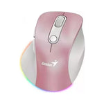 MOUSE GENIUS ERGO 9000S PRO PINK RECARGABLE DUAL WIRELESS/BT 6-BOT SILENT RGB PINK 939888282