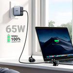 90409 - CD296 - CARGADOR 65W FAST CHARGER - GAN - 3 PUERTOS - 3 ENCHUFES UGREEN