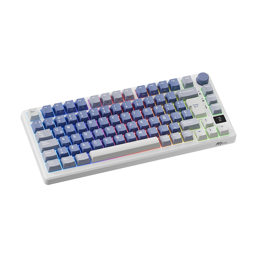 TECLADO ROYAL KLUDGE RK-M75 INALAMBRICO OCEAN BLUE - K SILVER SWITCH 