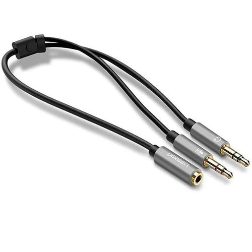AV140 - CABLE AUDIO 3.5 MM HEMBRA A 2 MACHOS - CARCASA DE ALUMINIO - NEGRO UGREEN