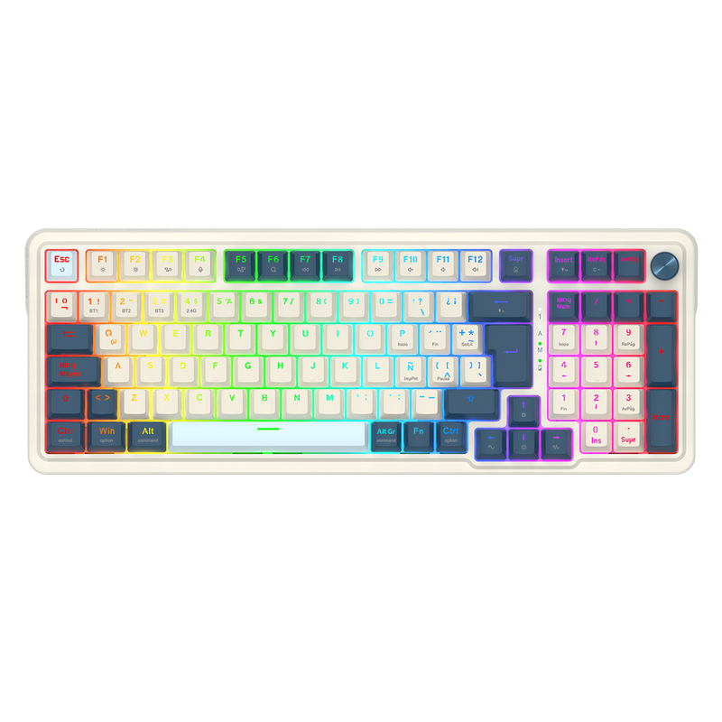 TECLADO REDRAGON EISA K686-RGB-PRO WIRELESS SPANISH WB WHITE/BLUE