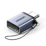 ADAPTADOR UGREEN USB TIPO C A USB 3.0 CON SUJETADOR GRIS US270