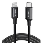 US171 - CABLE USB-C A LIGHTNING M/M - CARCASA ABS NIQUELADA - 1 MT - NEGRO