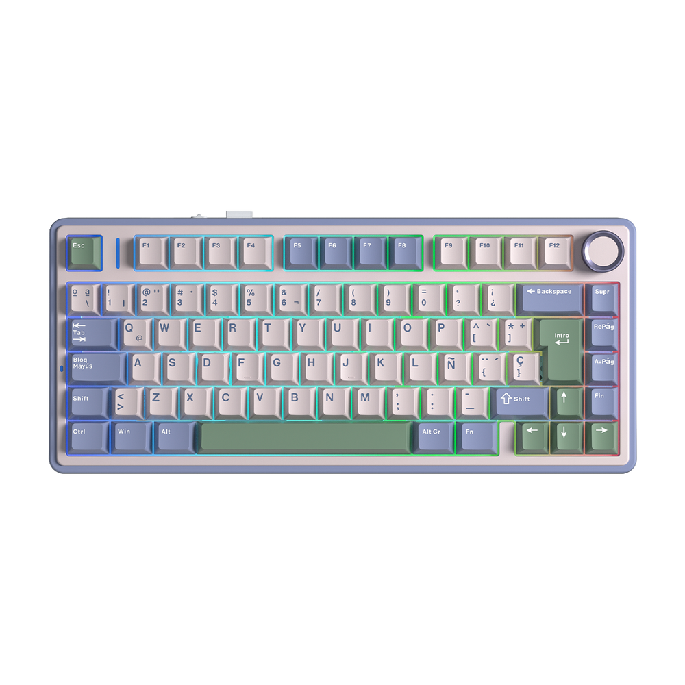 TECLADO F75 RGB INALAMBRICO ESPAÑOL PURPLE/BEIGE/GREEN - REAPER SWITCH AULA