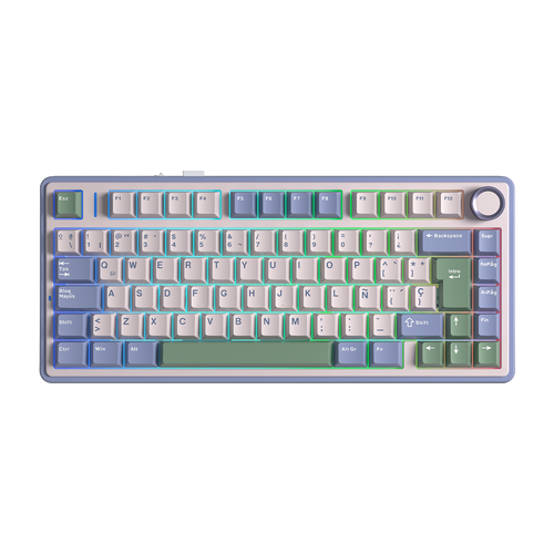 TECLADO F75 RGB INALAMBRICO ESPAÑOL PURPLE/BEIGE/GREEN - REAPER SWITCH AULA