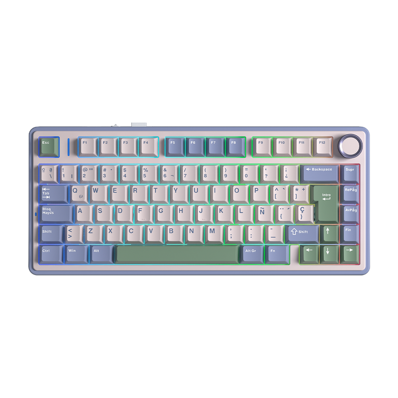 TECLADO F75 RGB INALAMBRICO ESPAÑOL PURPLE/BEIGE/GREEN - REAPER SWITCH AULA