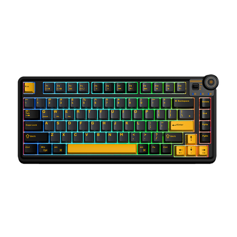 TECLADO AU75 RGB INALAMBRICO BLACK/YELLOW - MECHANICAL SWITCH AULA