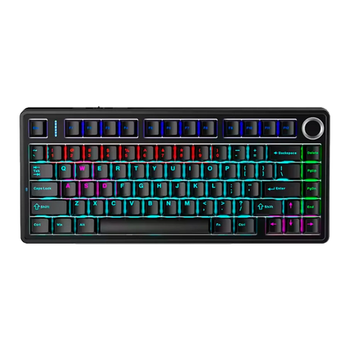 TECLADO F75 RAINBOW CABLEADO INGLÉS BLACK - RED SWITCH