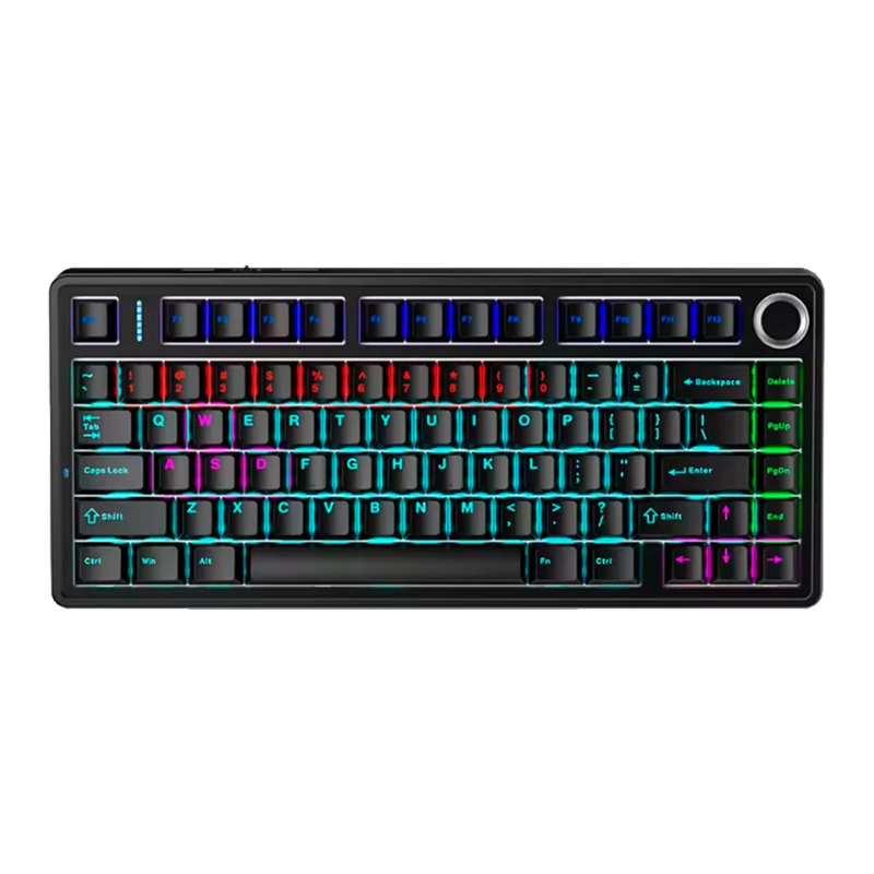 TECLADO F75 RAINBOW CABLEADO INGLÉS BLACK - RED SWITCH