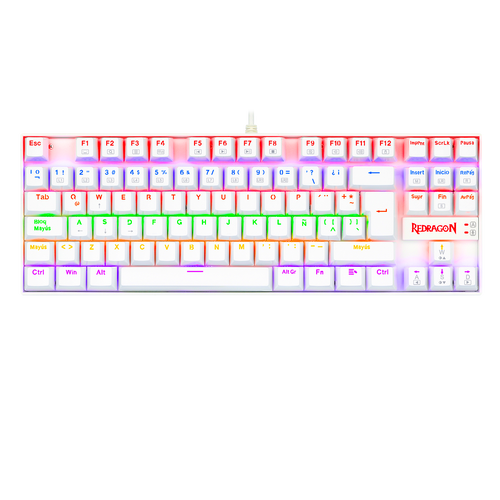 TECLADO REDRAGON KUMARA RAINBOW, SPANISH K552W-KR-SP WHITE RED SWITCH REDRAGON