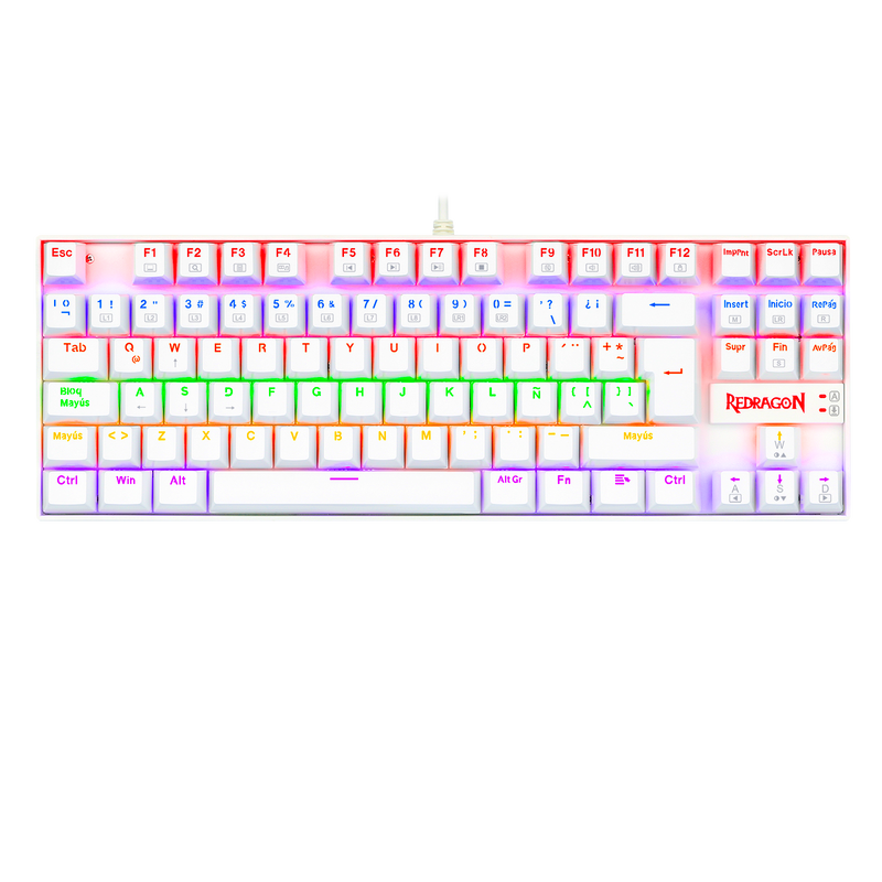 TECLADO REDRAGON KUMARA RAINBOW, SPANISH K552W-KR-SP WHITE RED SWITCH REDRAGON