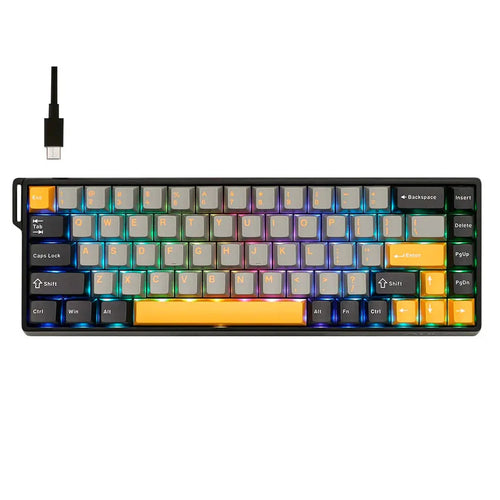 TECLADO WIN68HE MAX CABLEADO BLACK/GREY/YELLOW - WING CHUN MAGNETIC SWITCH