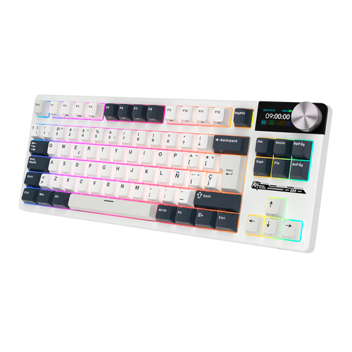 TECLADO ROYAL KLUDGE RK-S85 / BT / WIRELESS 2.4G / CABLE USB-C / 85% / SWITCH CLOUD / ESPAÑOL / RGB / TKL / WHITE NIGHT
