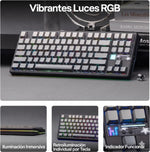 TECLADO F87 PRO V2 INALAMBRICO INGLES BLACK DEGRADED- GRAY WOOD SWITCH AULA