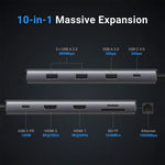 15534 CM639 -CM6- ADAPTADOR HUB 10 EN 1 - 1 USB3.0 + 2 USB 2.0 + 2 HDMI +1 RJ45 GIGABIT+SD&TF+ PD PORT CONVERTER