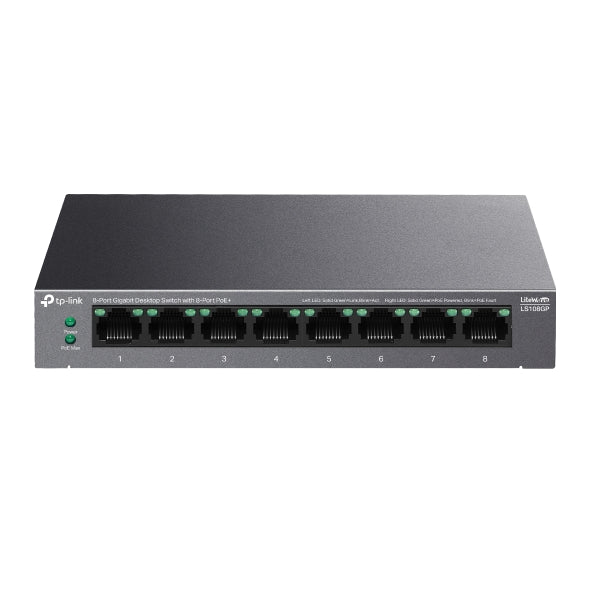 LS108GP SWITCH TP-LINK NO ADMINISTRABLE LITEWAVE, 8 PUERTOS GIGABIT, 8 POE+ 62W