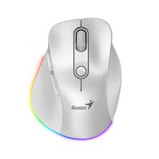 MOUSE GENIUS ERGO 9000S PEARL WHITE PRO RECARGABLE DUAL WIRELESS/BT 6-BOT SILENT RGB PEARL WHITE