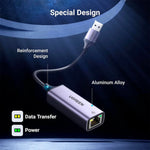 ADAPTADOR DE RED UGREEN USB 3.0 A RJ45 ETHERNET 1GBPS CM209 UGREEN