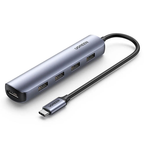 ADAPTADOR HUB UGREEN 5 EN 1 / CM417 /USB-C A 4 PUERTOS USB 3.0 + HDMI 4K