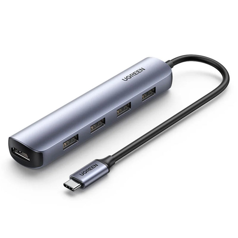 ADAPTADOR HUB UGREEN 5 EN 1 / CM417 /USB-C A 4 PUERTOS USB 3.0 + HDMI 4K