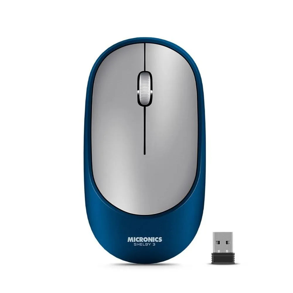 MOUSE MICRONICS SHELBY 3 ( MIC M701 3M B) | AZUL | BLUETOTH | WIFI | RECARGABLE | USB | CLICK SILENCIOSO