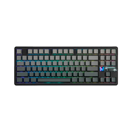 TECLADO F87 PRO V2 INALAMBRICO INGLES BLACK DEGRADED- GRAY WOOD SWITCH AULA