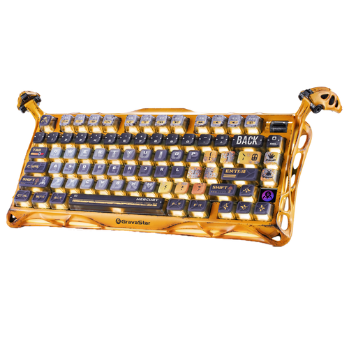 TECLADO MERCURY K1 PRO INALÁMBRICO INGLES BATTLE WORN YELLOW EDICIÓN ESPECIAL GRAVASTAR