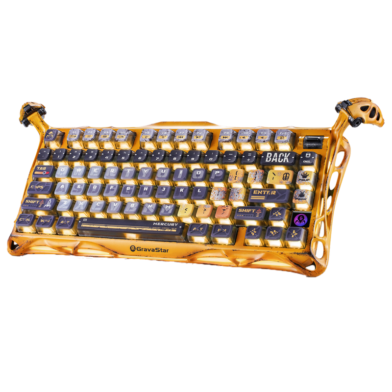 TECLADO MERCURY K1 PRO INALÁMBRICO INGLES BATTLE WORN YELLOW EDICIÓN ESPECIAL GRAVASTAR